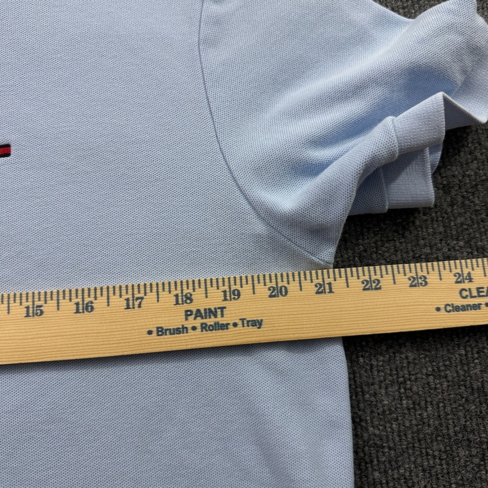 Tommy Hilfiger Polo Shirt Mens Medium Light Blue Cotton Pique Short Sleeve - Picture 8 of 9
